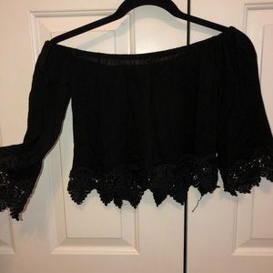 Off the shoulder lace crop top